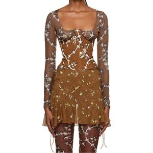 Floral Mesh Long Sleeve Blouse